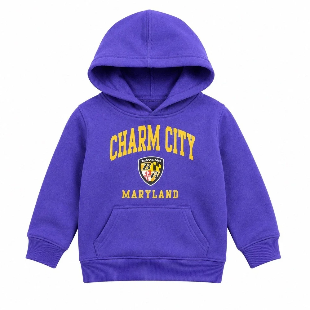 NFL Baltimore Ravens Kids Charm City Maryland Purple Hoodie Size 4 small outdoor